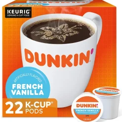 Keurig K-Cups<Dunkin' French Vanilla Coffee Keurig® K-Cup® Pods, Medium Roast, 22/Box (5000363272)