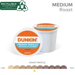 Keurig K-Cups<Dunkin' French Vanilla Coffee Keurig® K-Cup® Pods, Medium Roast, 88/Carton (400847)
