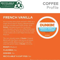 Keurig K-Cups<Dunkin' French Vanilla Coffee Keurig® K-Cup® Pods, Medium Roast, 88/Carton (400847)