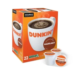 Keurig K-Cups<Dunkin' Hazelnut Coffee, Medium Roast, 0.37 oz. Keurig® K-Cup® Pods, 22/Box (400848)