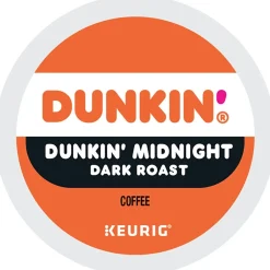 Keurig K-Cups<Dunkin' Midnight Coffee Keurig® K-Cup® Pods, Dark Roast, 88/Carton (400849)