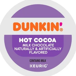 Keurig K-Cups<Dunkin' Milk Chocolate Hot Cocoa, 0.51 oz. Keurig® K-Cup® Pods, 22/Box (611247377215)