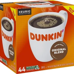Keurig K-Cups<Dunkin' Original Blend Coffee Keurig® K-Cup® Pods, Medium Roast, 44/Box (006933)