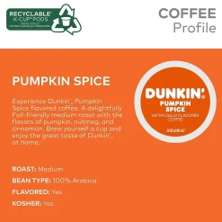 Keurig K-Cups<Dunkin' Pumpkin Spice Coffee Keurig® K-Cup® Pods, Light Roast, 22/Box (5000202812)