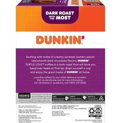 Keurig K-Cups<Dunkin' Turtle Love Coffee, Keurig K-Cup Pod, Dark Roast, 22/Box, 4 Boxes/Carton (5000367615CT)