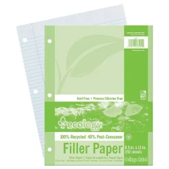 Ecology College Ruled Filler Paper, 8.5" x 11", 3-Hole Punched, 150 Sheets/Pack, 6/Bundle (PAC3202-6) Hot