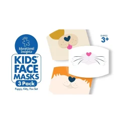 Masks<Educational Insights Reusable Face Mask, Kids, Puppy/Kitty/Fox, 3/Pack (8952)
