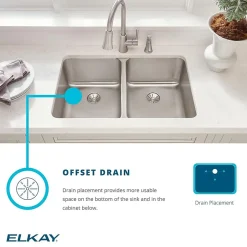Sinks<Elkay Asana Stainless Steel 18" x 14" x 6", Single Bowl Undermount Bathroom Sink (ELUH1511)