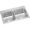 Sinks<Elkay Celebrity 4-Hole Dual-Bowl Drop-In Kitchen Sink, 22" x 43" x 6.88", Stainless Steel, Brushed Satin (CR43224)