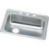 Sinks<Elkay Celebrity 3-Hole Single-Bowl Drop In Kitchen Sink, 21.25" x 25" x 5.38", Stainless Steel, Brushed Satin (GECR2521L3)