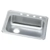 Sinks<Elkay Celebrity 4-Hole Single-Bowl Drop In Kitchen Sink, 21.25" x 25" x 5.38, Stainless Steel, Brushed Satin (GECR2521L4)
