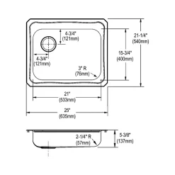 Sinks<Elkay Celebrity 4-Hole Single-Bowl Drop In Kitchen Sink, 21.25" x 25" x 5.38, Stainless Steel, Brushed Satin (GECR2521L4)
