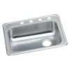 Sinks<Elkay Celebrity 4-Hole Single-Bowl Drop In Kitchen Sink, 21.25" x 25" x 5.38", Stainless Steel, Brushed Satin (GECR2521R4)