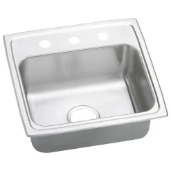 Sinks<Elkay Celebrity 3-Hole Single-Bowl Drop In Kitchen Sink, 18" x 19" x 7.13", Stainless Steel, Brushed Satin (PSR19183)