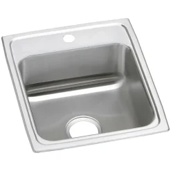 Sinks<Elkay Celebrity 1-Hole Single-Bowl Drop-In Kitchen Sink, 20" x 17" x 7.13", Stainless Steel, Brushed Satin (PSR17201)