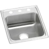 Sinks<Elkay Celebrity 3-Hole Single-Bowl Drop-In Kitchen Sink, 20" x 17" x 7.13", Stainless Steel, Brushed Satin (PSR17203)