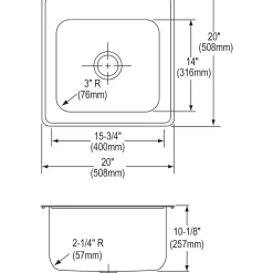 Sinks<Elkay Celebrity Stainless Steel 20" x 20" x 10-1/8", Single Bowl Top Mount Laundry Sink (ESE2020101)