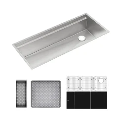 Sinks<Elkay Circuit Chef Single-Bowl Undermount Sink Kit, 20.5" x 45.5" x 10", Stainless Steel, Lustrous Satin (CS45BPK)