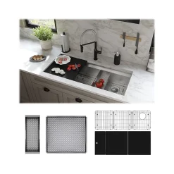 Sinks<Elkay Circuit Chef Single-Bowl Undermount Sink Kit, 20.5" x 45.5" x 10", Stainless Steel, Lustrous Satin (CS45BPK)