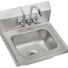 Sinks<Elkay Commercial Handwash Sink Kit, Stainless Steel, Single Bowl, Wall Hung, Buffed Satin (CHSB1716C)