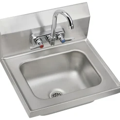 Sinks<Elkay Commercial Handwash Sink Kit, Stainless Steel, Single Bowl, Wall Hung, Buffed Satin (CHSB1716C)