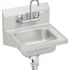 Sinks<Elkay Commercial Handwash Sink Kit, Stainless Steel, Single Bowl, Wall Hung, Buffed Satin (CHS1716C)