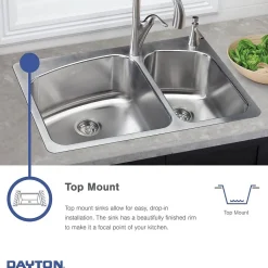 Sinks<Elkay Dayton Bar Sink, Stainless Steel, Single Bowl, Top Mount, Satin (D115152)