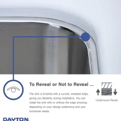 Sinks<Elkay Dayton Stainless Steel 16-1/2" x 18-1/4" x 8", Single Bowl Undermount Bar Sink (DXUH1618)