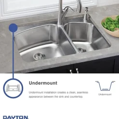 Sinks<Elkay Dayton Stainless Steel 16-1/2" x 18-1/4" x 8", Single Bowl Undermount Bar Sink (DXUH1618)