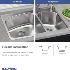 Sinks<Elkay Dayton Stainless Steel 27" x 22" x 8", Single Bowl Dual Mount Sink (DSESR127221)