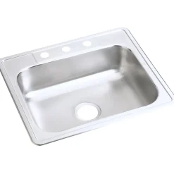 Sinks<Elkay Dayton Stainless Steel 25" x 21-1/4" x 6-9/16", Single Bowl Top Mount Sink, Satin (D125213)