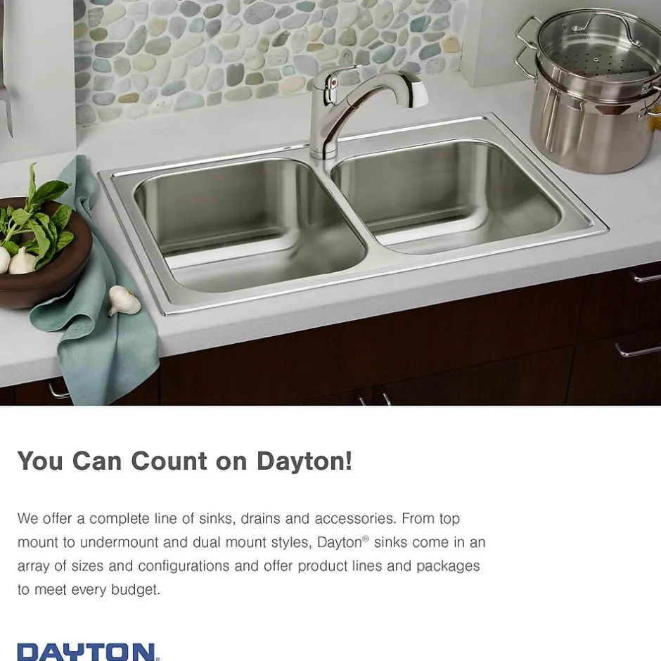 Sinks<Elkay Dayton Stainless Steel 15" x 15" x 5-3/16", Single Bowl Top Mount Bar Sink, Satin (D115161)