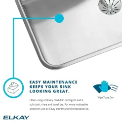 Sinks<Elkay Gourmet 19" Single Basin Drop In Stainless Steel Kitchen Sink (LRADQ1918650)