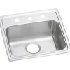 Sinks<Elkay Lustertone 19-1/2" Drop In Single Basin Stainless Steel Kitchen Sink (LRAD1919653)