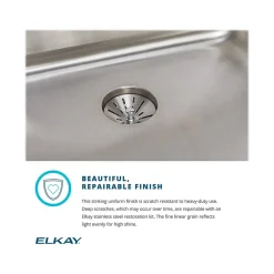 Sinks<Elkay Lustertone Classic Single-Bowl Undermount Sink, 10" x 30.5" x 18.5", Stainless Steel, Lustrous Satin (ELUH281610)