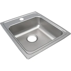 Sinks<Elkay Lustertone Classic 1-Hole Single-Bowl Drop In Sink, 6" x 17" x 20", Stainless Steel, Lustrous Satin (LRAD1720601)