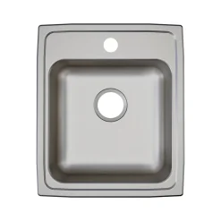 Sinks<Elkay Lustertone Classic 1-Hole Single-Bowl Drop In Sink, 6" x 17" x 20", Stainless Steel, Lustrous Satin (LRAD1720601)