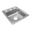 Sinks<Elkay Lustertone Classic 3-Hole Single-Bowl Drop In Sink, 17.5" x 15" x 5.5", Stainless Steel, Lustrous Satin (LRAD1517553)