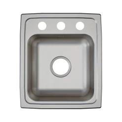 Sinks<Elkay Lustertone Classic 3-Hole Single-Bowl Drop In Sink, 17.5" x 15" x 5.5", Stainless Steel, Lustrous Satin (LRAD1517553)
