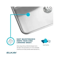 Sinks<Elkay Lustertone Classic 3-Hole Single-Bowl Drop In Sink, 17.5" x 15" x 5.5", Stainless Steel, Lustrous Satin (LRAD1517553)