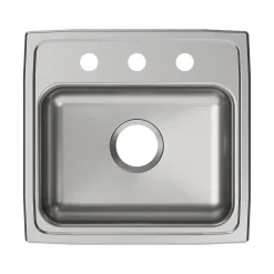 Sinks<Elkay Lustertone Classic 3-Hole Single-Bowl Drop In Sink, 5.5" x 19" x 18", Stainless Steel, Lustrous Satin (LRAD1918553)