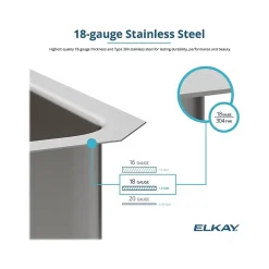 Sinks<Elkay Lustertone Classic 3-Hole Single-Bowl Drop In Sink, 5.5" x 19" x 18", Stainless Steel, Lustrous Satin (LRAD1918553)