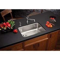 Sinks<Elkay Lustertone Stainless Steel 25-1/2" x 19-1/4" x 8", Single Bowl Undermount Sink (ELUH2317L)