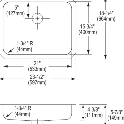 Sinks<Elkay Lustertone Stainless Steel 23-1/2" x 18-1/4" x 4-3/8", Single Bowl Undermount ADA Sink with Perfect Drain (ELUHAD211545PD)