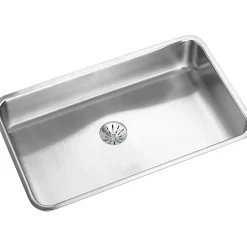 Sinks<Elkay Lustertone Stainless Steel 30-1/2" x 18-1/2" x 5-3/8", Single Bowl Undermount ADA Sink with Perfect Drain (ELUHAD281655PD)