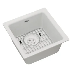 Sinks<Elkay Quartz Classic Single-Bowl Drop-In/Undermount Kitchen Sink, 15.75" x 15.75" x 7.69", Quartz, White (ELG1616WH0C)
