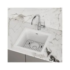 Sinks<Elkay Quartz Classic Single-Bowl Drop-In/Undermount Kitchen Sink, 15.75" x 15.75" x 7.69", Quartz, White (ELG1616WH0C)