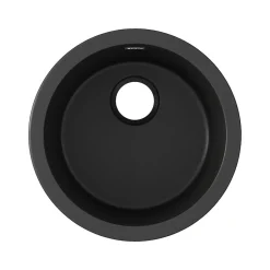 Sinks<Elkay Quartz Classic Single-Bowl Drop In/Undermount Kitchen Sink, 18.13" x 18.13" x 7.5", Quartz, Black (ELG16FBBK0)