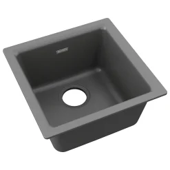 Sinks<Elkay Quartz Classic Single-Bowl Drop In/Undermount Kitchen Sink, 15.75" x 15.75" x 7.69", Dusk Gray (ELG1616GY0)