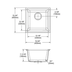 Sinks<Elkay Quartz Luxe Single-Bowl Drop-In/Undermount Bar Sink, 15.75" x 15.75" x 7.69", Quartz, Chestnut (ELX1616CN0)